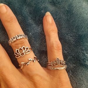 13 Silver Fashion Ring Set Sz 7